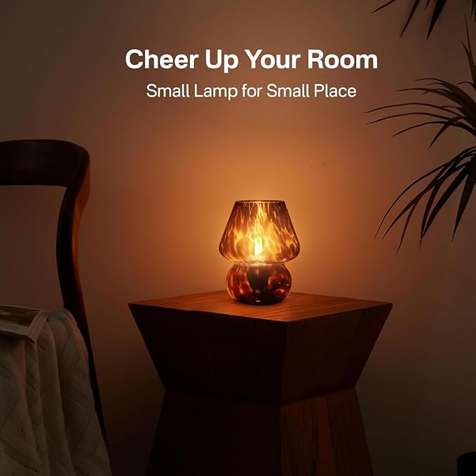 Mushroom Lamp Small Lamp Table Lamp for Bedroom, Desk Bedside Lamps for Living Room,Mushroom Decor Cute Mini Modern Mid Century Lamps for Night Stands,Aesthetic Home Living Room Decor(Black) - Bloomnest