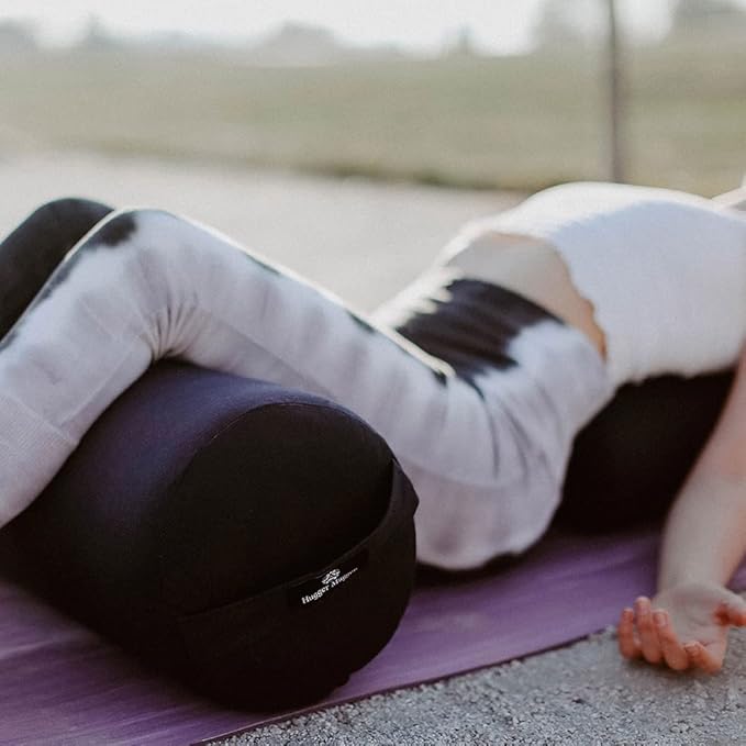 Hugger Mugger Round Yoga Bolster - Firm Round Shape, Higher Profile, Great Under Knees, Soft Support, Handmade in The USA - Bloomnest