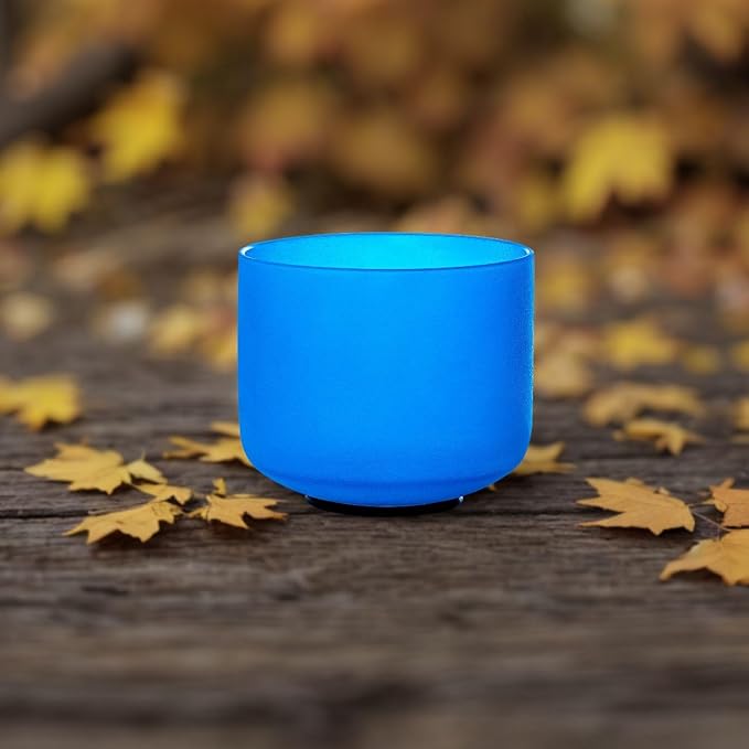 8 Inch Blue G Note 432hz Throat Chakra Crystal Singing Bowl Healing with Carrying Case and Rubber Mallet Suede Strikers Oring - Bloomnest