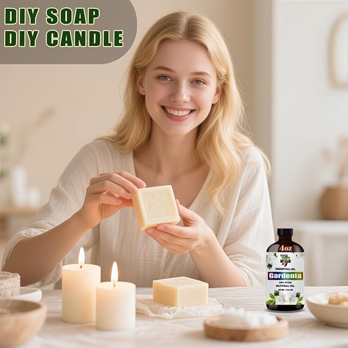 Gardenia Essential Oil (4 oz/120 ml) — Gardenia Oils for Aromatherapy, diffusers, humidifiers, Home fragrances, DIY Skincare, soap Making, DIY Candle, Relaxation, Yoga, and Meditation - Bloomnest