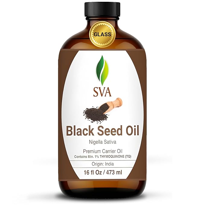 SVA Black Seed Oil - 16 Fl Oz – 100% Natural Cold Pressed Black Seed Oil - for Face, Skin Care, Hair Care, Scalp Massage & Body Massage – Carrier Oil - Bloomnest