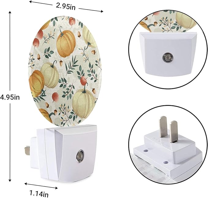 EKOBLA Pumpkin Night Light with Dusk to Dawn Auto Sensor, Autumn Fall Maple Leaf Plug-in Nightlights, Soft Glow LED Lighting for Bedroom Bathroom Hallway Kitchen - Bloomnest