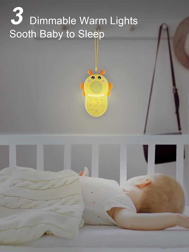 Portable Sound Machine for Baby,White Noise Sound Machine for Babies and Kids,Rechargeable Lullaby Machine with Light,Travel Sound Machine for Sleep,Great for Baby Registry Gift - Bloomnest