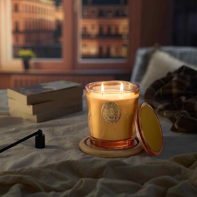 M&SENSE Large Two-Wick Soy Candle | Pumpkin Apple Pie & Orange | 19.8 oz, 120H Burn Time | Luxury Scented Candle for Relaxation, Gifting, Home Décor | Ideal for Bedroom, Office, Party Ambiance - Bloomnest