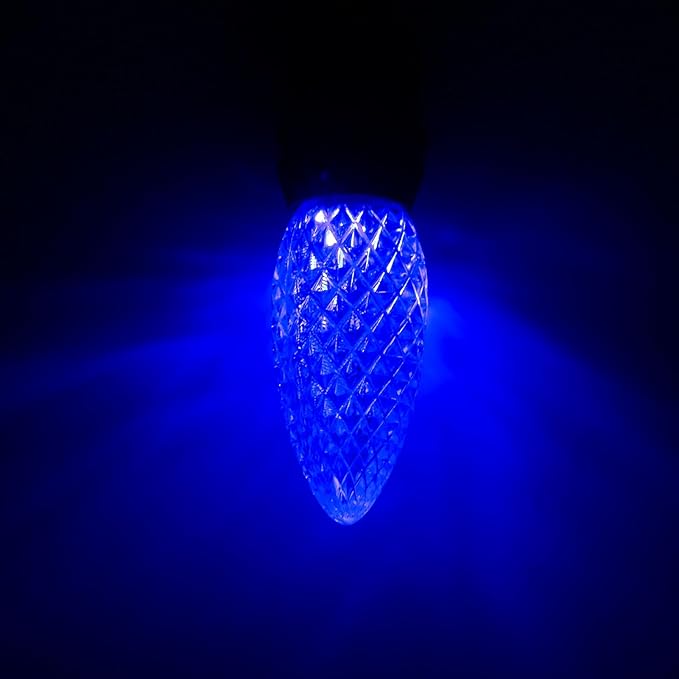 Meconard C9 Led Replacement Christmas Light Bulbs, C9 Shatterproof Led Bulbs for Christmas Indoor Outdoor String Lights, E17 Intermediate Base, Commercial Grade Holiday Bulbs, Blue, 25Pack - Bloomnest