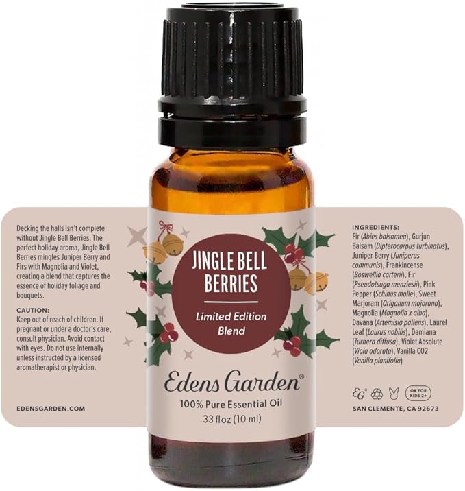 Edens Garden Jingle Bell Berries Essential Oil Blend- 100% Pure Premium Grade, Undiluted, Natural, Therapeutic, Aromatherapy, The Best for Diffusing, Candle, Laundry, Humidifiers 10 ml (.33 fl oz) - Bloomnest