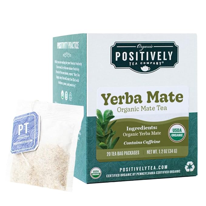 Organic Positively Tea Company, Yerba Mate Tea Bags (Unsmoked), 20 Count - Bloomnest