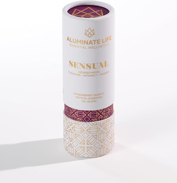 Crystal Infused Essential Oil Vial, 1 Oz, Sensual - Strawberry Quartz Crystal Infused - Scents of Star Anise, Rose, Sichuan Pepper & White Musk - Aromatherapy Oils, Massage, Relaxing