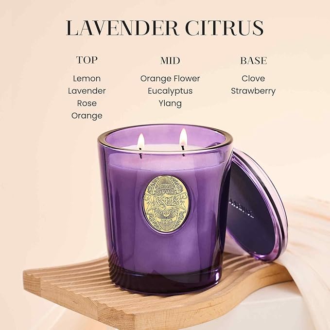 M&SENSE Large Two-Wick Soy Candle | Lavender Citrus & Purple | 19.8 oz, 120H Burn Time | Luxury Scented Candle for Relaxation, Gifting, Home Décor | Ideal for Bedroom, Office, Party Ambiance - Bloomnest