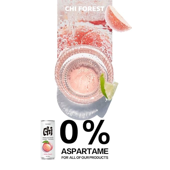 CHI FOREST Sparkling Water Beverage, Lychee & White Peach, 2 Flavors, Zero Sugar, 11.16 fl oz Cans (Pack of 24) - Bloomnest