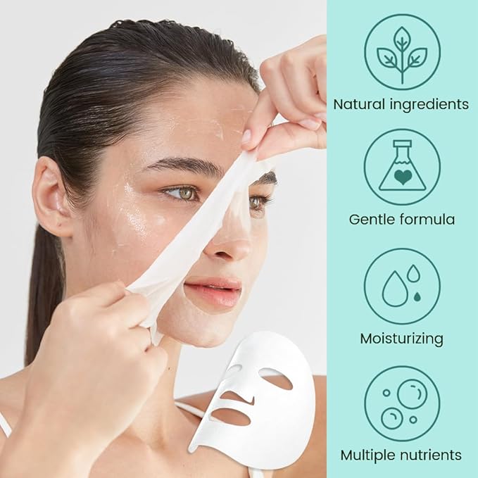 Face Sheet Mask Skincare,Hydrating Spa Face Mask For Sensitive Skin,Moisturize,Nourish for All Skin Types,Natural Skin Care Spa Face Mask for Women Men,Pack of 8 - Bloomnest