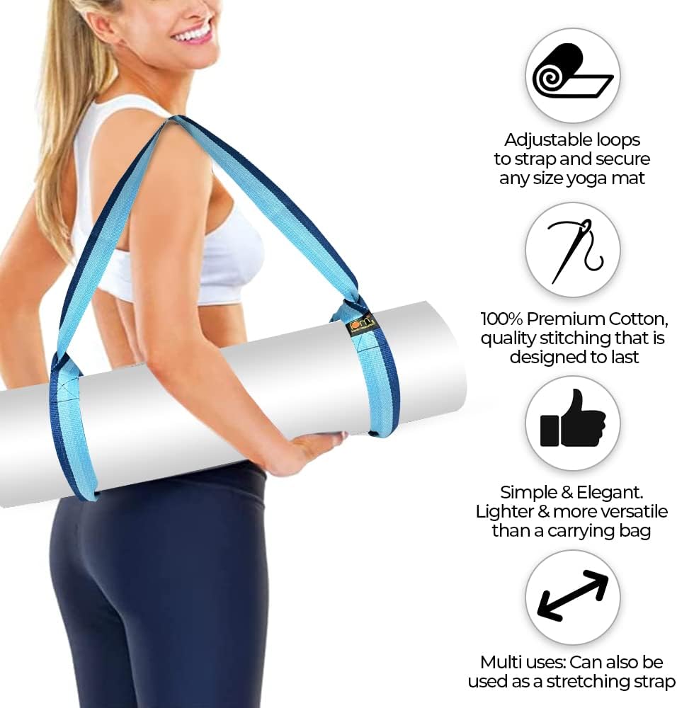 Yoga Mat Carrier Strap | Adjustable Mat Holder Sling for Carrying Mats | Thick & Comfy Texture | Yoga Mat Strap