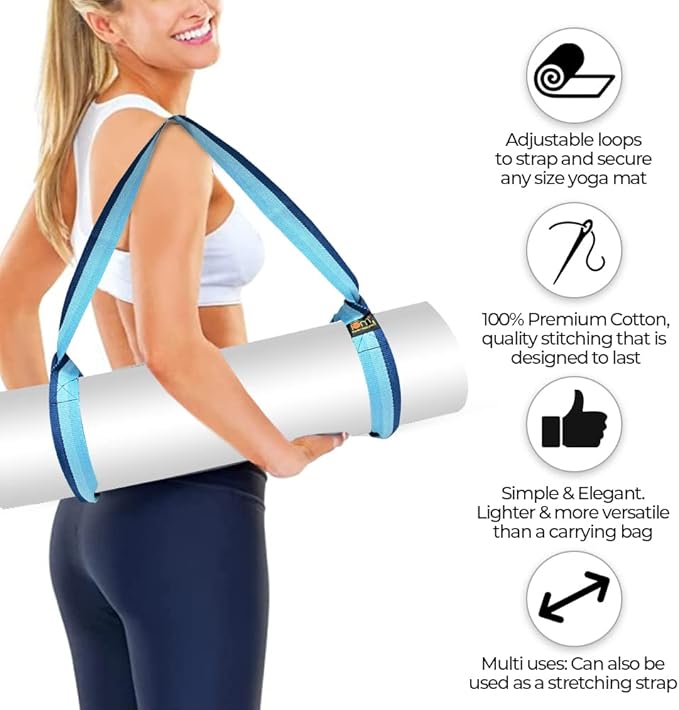 Yoga Mat Carrier Strap | Adjustable Mat Holder Sling for Carrying Mats | Thick & Comfy Texture | Yoga Mat Strap - Bloomnest