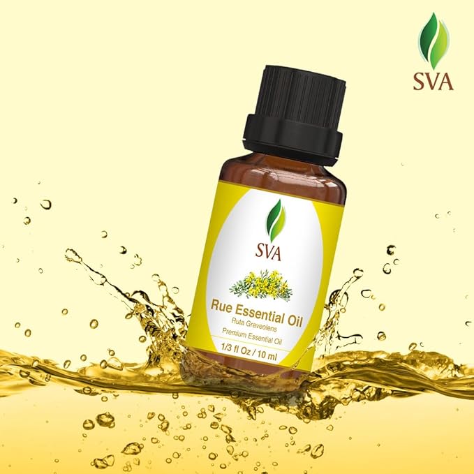 SVA Rue Essential Oil – 1/3 Fl Oz – 100% Natural Rue Oil - for Diffuser, Hair Care, Face, Skin Care, Aromatherapy, Scalp and Body Massage, Soap and Candle Making - Bloomnest