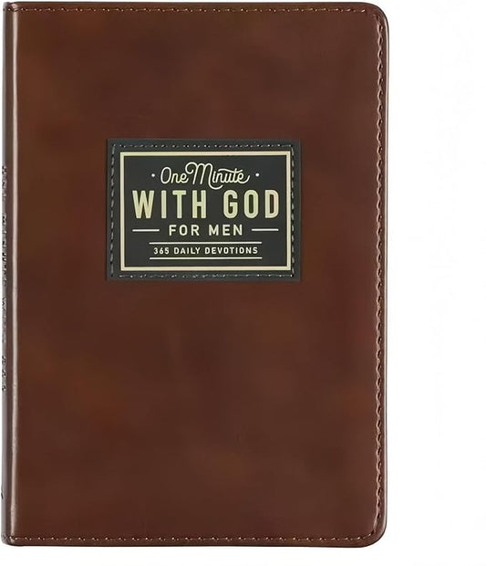 One Minute with God Daily Devotional for Men, 365 days of daily prayer brown book, 2026 Mens Dailys Devotional and Prayer Journal - Bloomnest