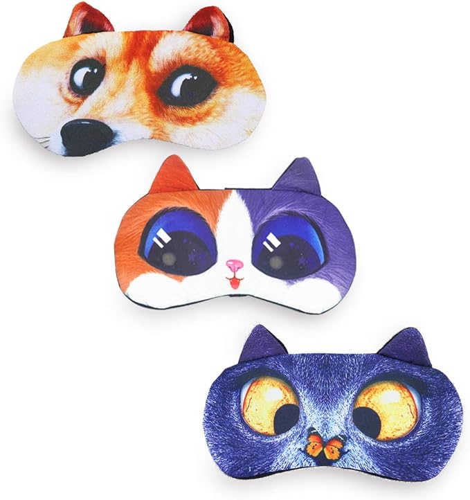 Tphon Sleep Mask for Adult Kids Boys Girls Funny Blindfolds Soft Cute Animal Sleeping Masks with Adjustable Strap for Travel Naps Shift Works Games - Bloomnest