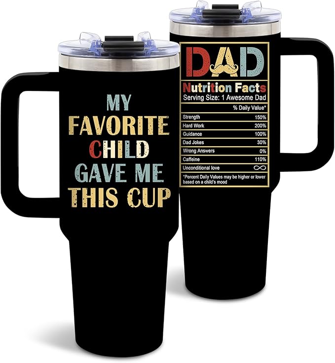DUUV Gifts for Dad, Dad Tumbler 40 Oz Stainless Steel Insulated with Lid, Birthday Gifts for Father Men Husband from Daughter Son Kids, My Favorite Child Gave Me This Cup Gift for Christmas, 1PCS - Bloomnest