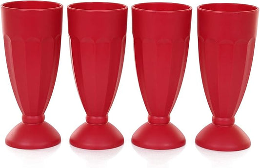 Mintra Home Unbreakable Cups and Tumblers 4pk (Bold Collection) (Dark Red, Ice Cream Float Cup - 440ml (14oz)) - Bloomnest