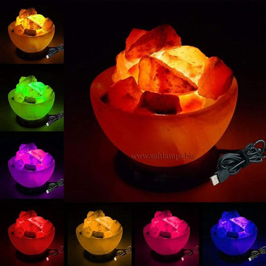 Himalayan Salt Lamp, USB Powered, Night Light Color Changing Lamp,Unique Gift Idea (Bowlnew) - Bloomnest
