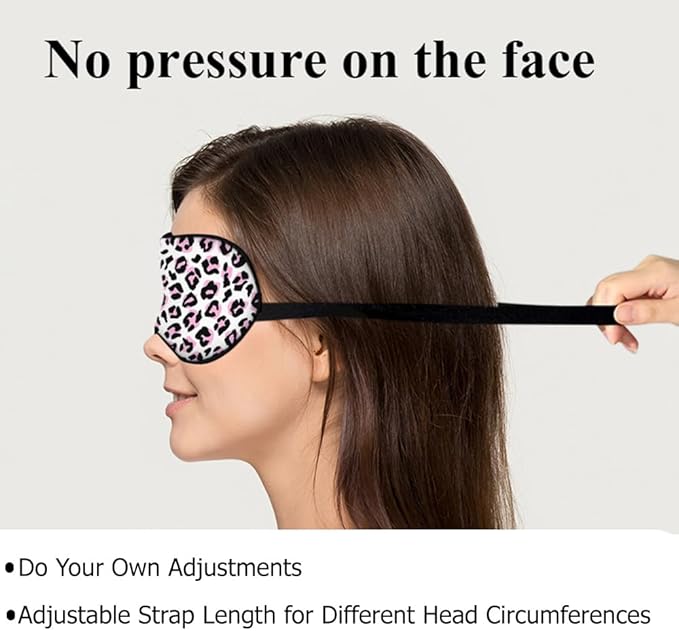Leopard Eye Mask Sleeping Mask Pink Black Leopard Print Animal Sleep Masks Silky Soft Eye Cover for Women Men Shading Blindfold for Air Travel Sleeping - Bloomnest