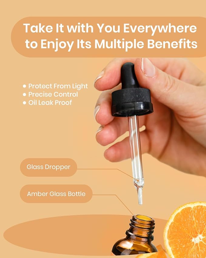 VTS Sweet Orange Essential Oils, Pure Natural Essential Oils Set with Glass Dropper for Aromatherapy Diffusers, Humidifiers, Massage, Relaxation, Skin Care, 1 Fl Oz (Pack of 3) - Bloomnest