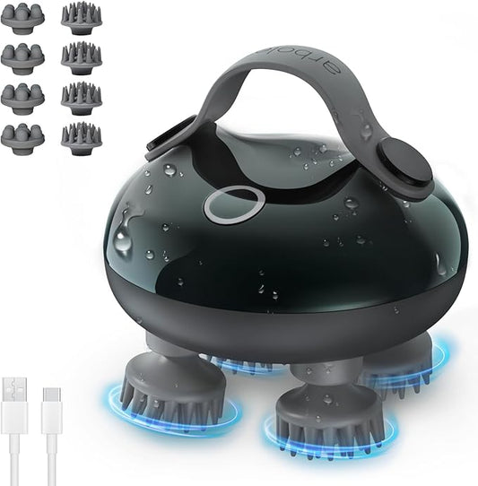 arboleaf Scalp Massager Electric, Portable Head Massager Scalp Stress Relax, Waterproof 6 in 1 Hair Massage with 8 Removable Claws, Rechargeable Hair Head Scratcher, Gifts for Her Him arboleaf