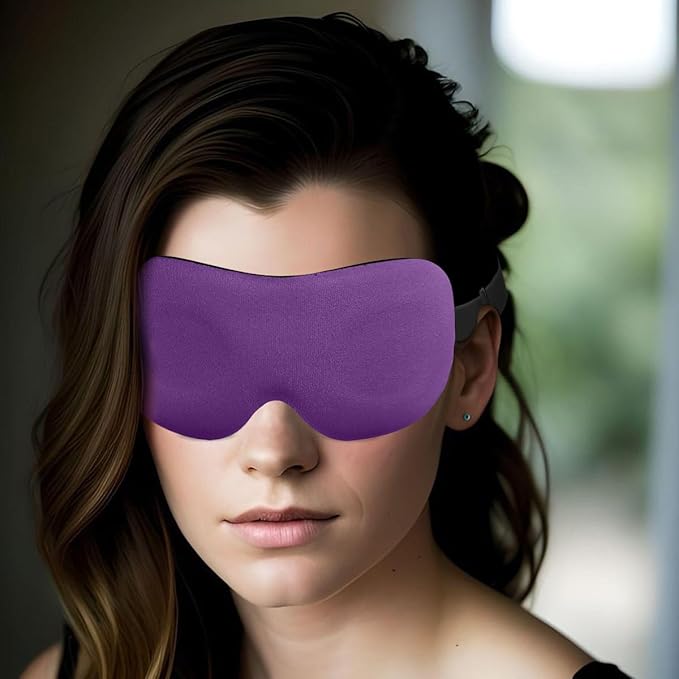 DTS Eye Masks for Side Sleepers Men Women Zero Eye Pressure 3D Cups Complete Light Blocking Night Blindfold with Adjustable Strap Shade Cover Sleeping Mask for Travel Nap Work Home (Purple) - Bloomnest
