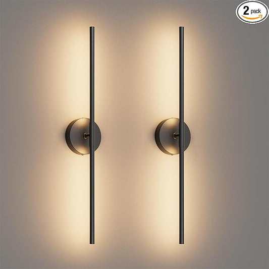 28In Black Wall Sconce Set of Two Hardwired 3000K LED Modern Wall Light Fixture 360° Rotatable for Living Room Hallway Bedroom(2 Pack) - Bloomnest