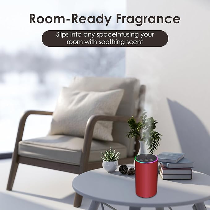 Waterless Essential Oil Diffuser, Battery Powered Mini Scent Air Machine, Aromatherapy Mist Diffuser for Home Room Car Office (red) - Bloomnest