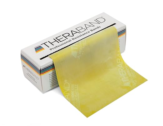 THERABAND Resistance Bands, 6 Yard Roll Professional Latex Elastic Band For Upper Body, Lower Body, & Core Exercise, Physical Therapy, Pilates, Home Workouts, & Rehab, Yellow, Thin, Level 2 - Bloomnest
