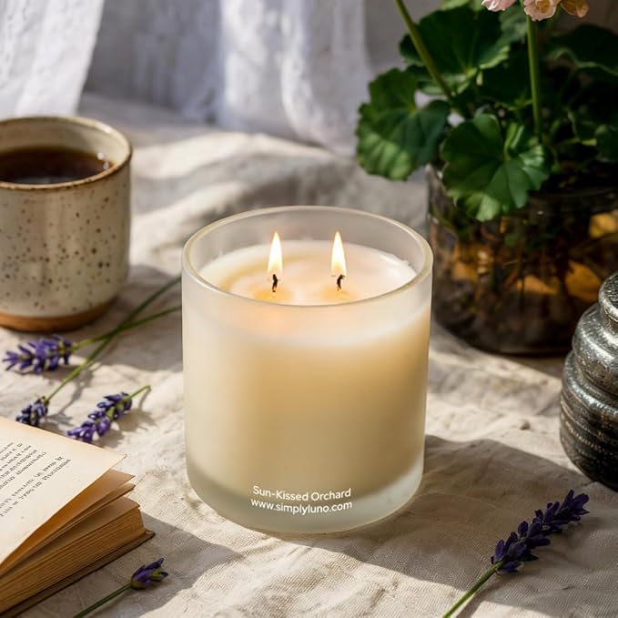 Sun-Kissed Orchard – Lavender & Rose Scented Candle Large 14oz Soy Wax– Eco Friendly & Long Lasting – 50+ Hour Burn – Reusable Jar & Bamboo Lid – Luxury Gift Box for Women - Bloomnest