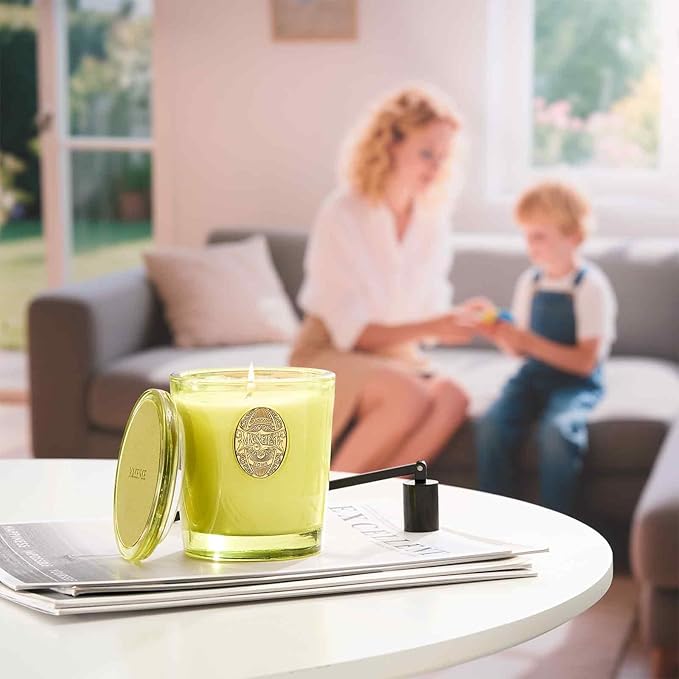M&SENSE Natural Soy Candle | Seattle Rainforest & Matcha Green | 9.2 oz, 50H Burn Time | Luxury Scented Candle for Relaxation, Gifting, Home Décor | Ideal for Bedroom, Office, Party Ambiance - Bloomnest