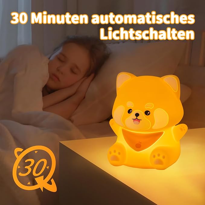 Cute Red Panda Lamp, LED Squishy Animal Night Light for Kids Sleep, Breastfeeding Nursery Nightlight for Room Decor, Rechargeable Bedside Touch Silicone Lamp, Unique Dorm Decor Gift Toy - Bloomnest