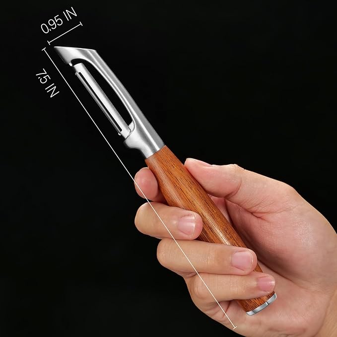 Premium I Type 304 Stainless Steel Multifunctional Kitchen Peeler Real Wood Handle Ultra Sharp Blade Vegetable Potato Apple(Boluoge) - Bloomnest