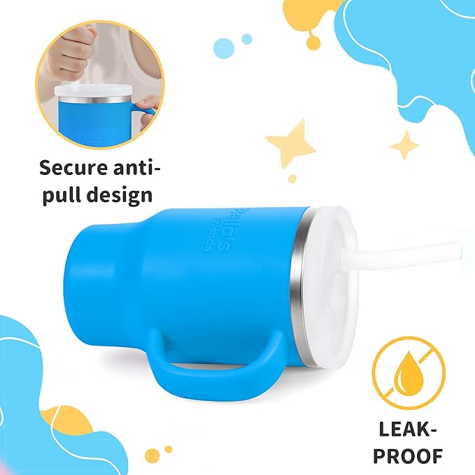 Bella's Friends Handy Mini Tumbler – Adorable 9 oz Sippy Cup for Toddlers 1-3 years old, Flexible Straw, Stainless Interior & Silicone Body, Leak‑Proof, Dishwasher Safe, Ideal for Travel or At Home - Bloomnest
