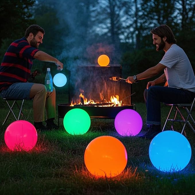 10-Inch LED Ball Light, Rechargeable Dimmable LED Glowing Orb Light w/Remote, 16 RGB Color Changing Globe Floor Lamp, Indoor/Outdoor Waterproof Mood Lamp for Home Lawn Party Pool Decor - Bloomnest