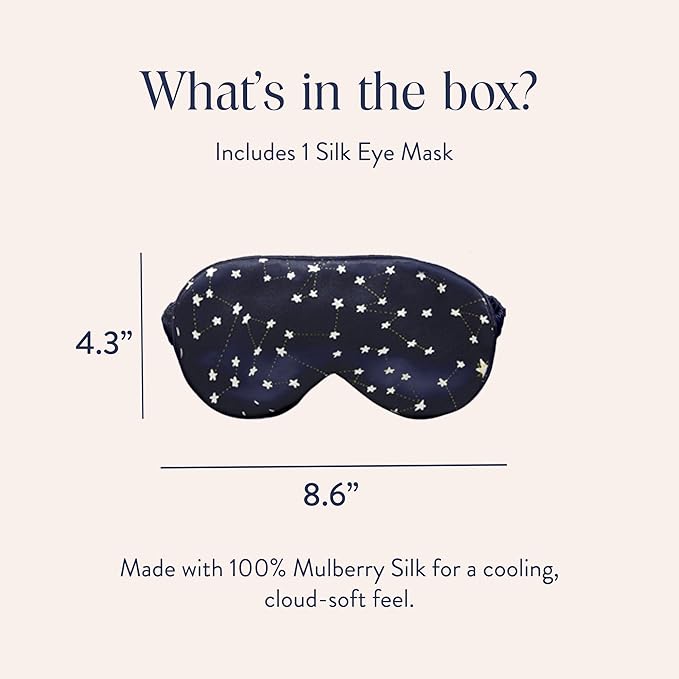 Brooklinen Silk Eye Mask for Sleeping – Celestial Blue, 100% Mulberry Silk Sleep Mask with Soft Elastic Strap, Machine Washable, Breathable & Cool-to-The-Touch – Ideal for Sleeping & Traveling - Bloomnest