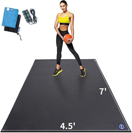 MRO Extra Large Exercise Mat For Home Gym, 8'x4.5'/7'x4.5'/6'x4.5'(7mm) Workout Mats for Gym Flooring, Non-Slip, Extra Thick Durable Cardio Mat, Ideal for Plyo, Weights, MMA, Jump Rope -Shoe Friendly - Bloomnest