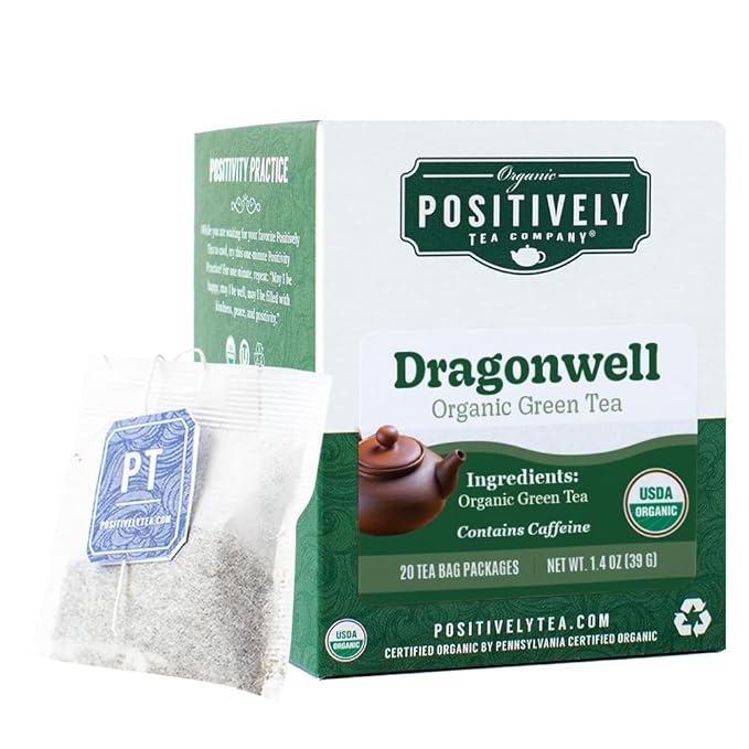 Organic Positively Tea Company, Dragonwell Green Tea Bags, 20 Count - Bloomnest