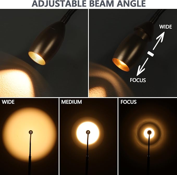Reading Floor Lamp, 72" Tall LED Lamp with Flexible Gooseneck, Dimmable Zoomable Spotlight, Adjustable Color Beam Standing Lamp, Touch & Remote Control, Task Craft Bedroom Living Room (Bronze) - Bloomnest