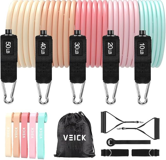 VEICK Resistance Bands, Exercise Bands, Workout Bands, Resistance Bands for Working Out with Handles for Men and Women, Exercising Bands for Fitness Weights Work Out at Home - Bloomnest
