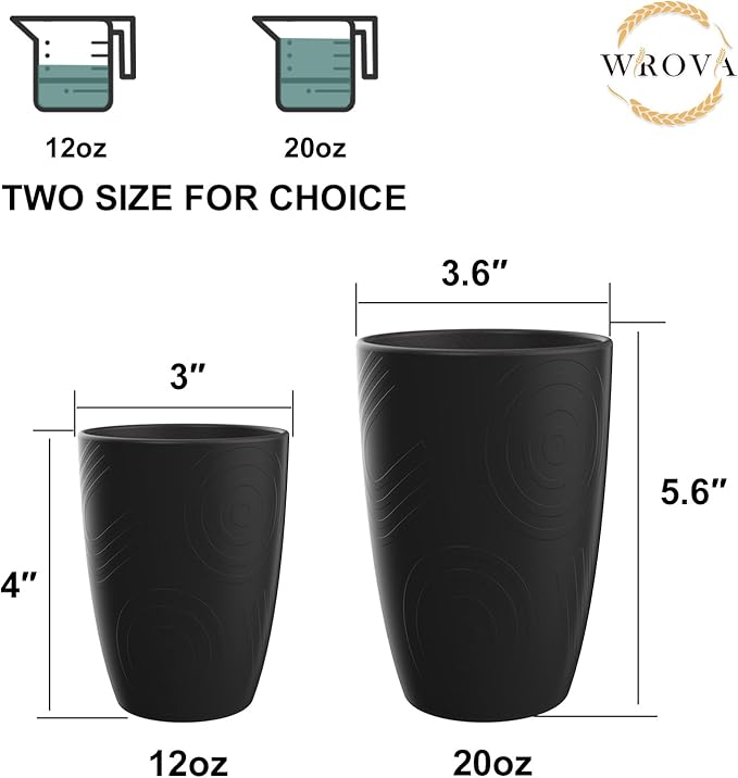 Wheat Straw Cups 8 PCS Good Alternative to Plastic Reusable Cups 12 oz Unbreakable Drinking Cup Reusable Dishwasher Safe Water Plastic Glasses with 4 Colors - Bloomnest