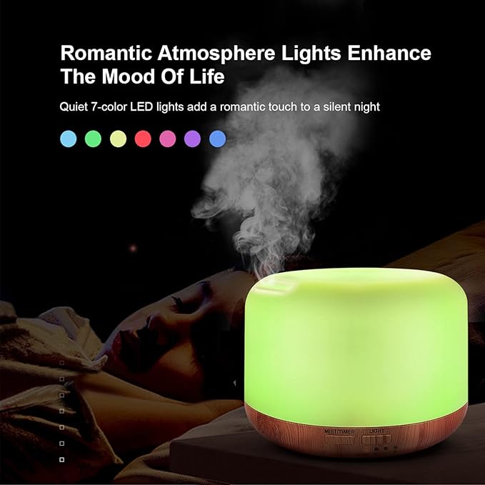 300ML Essential Oil Diffuser, Remote Control Ultrasonic Aromatherapy Oil Diffusers Cool Mist Humidifier, Waterless Auto-Off and 7 LED Light Colors for Bedroom, Yoga, SPA, Baby - Bloomnest