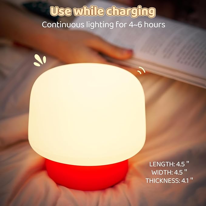 Mushroom Night Light for Kids-Gift & Toy for Kids, Touch Lamp with Sounds&Sleep Music, Squishy Silicone, Eye-Safe LED, 30-Min Timer, Dimmable Rechargeable Bedside Table Lamp – Gift for Boys & Girls - Bloomnest