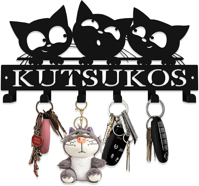 Personalized Metal Key Rack Hooks, Key Holder Wall Mounted Key Hooks, Cat Theme Wall Decoration Hooks, Key Hanger Organizer for Living Room, Entryway, Bathroom, Office Decor - Bloomnest