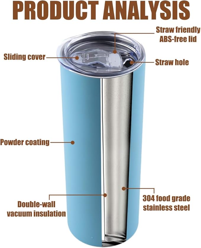Amtidy 12 Pack 20 oz Slim Tumbler with Lid and Straw, Insulated Double Wall Vacuum Tumbler for Hot and Cold Drinks - Bloomnest