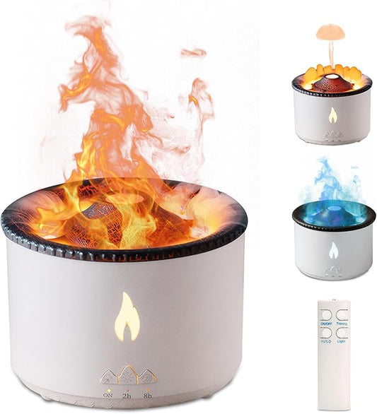 MINGPINHUIUS Volcano Humidifier Aromatherapy Essential Oil Diffuser, 2 Mist Modes: Flame and Volcano, Large Capacity with Timer Waterless Auto-Off for Home, Office, Yoga, or Gym (Red & Blue) MINGPINHUIUSFeatured