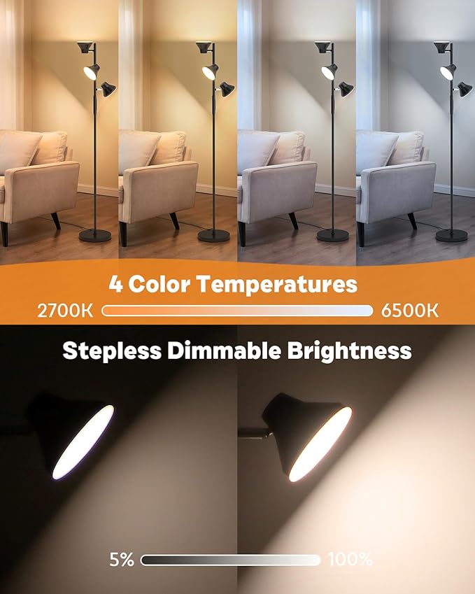 RGBCW Floor Lamp, 36W Bright Color Changing Lamp, Modern Stepless Dimmable LED RGB Floor Lamp with Remote & Touch Control, Standing Lamp for Living Room, Game Room, Bedroom - Bloomnest