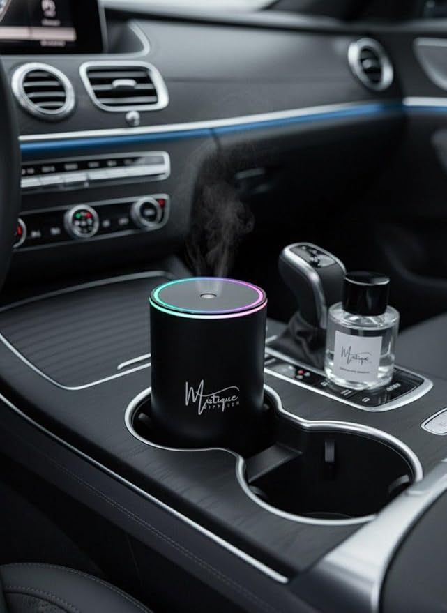 Mistique Smart Portable Waterless Car and Home Fragrance Oil Diffuser with LED Ceiling Lighting - Essential Oil Diffuser, Car Air Freshener & Single Room Home air Freshner JK-577 Fragrance - Bloomnest