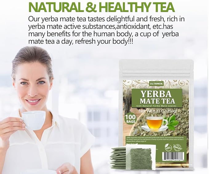 Premium 60 Unsmoked Yerba Mate Tea Bags, Made with 100% Pure Yerba Mate Leaves, No Additives & Caffeine Free. - Bloomnest